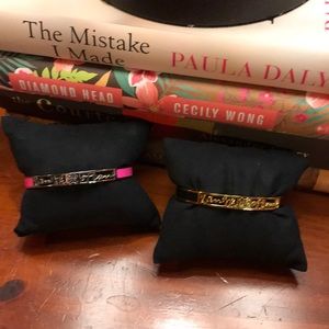 Rustic Cuff bracelet set. Pink and Black.